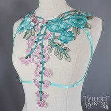 TEAL LACE BODY HARNESS BRALET *OLD VERSION* LIGHT MINT ELASTIC ~ SIZE SMALL / UK 8-10