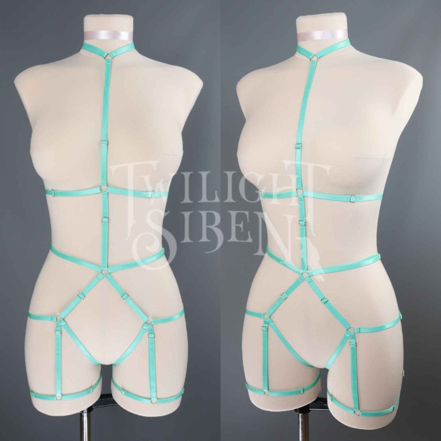 JADE BODY HARNESS OUVERT PLAYSUIT MINT TEAL