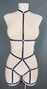 JADE BODY HARNESS OUVERT PLAYSUIT NAVY BLUE