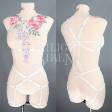 IVORY OFF WHITE FLORAL LACE BODY HARNESS SET