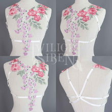 IVORY / OFF WHITE FLORAL LACE BODY HARNESS BRALET
