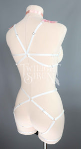 IVORY OFF WHITE FLORAL LACE BODY HARNESS SET