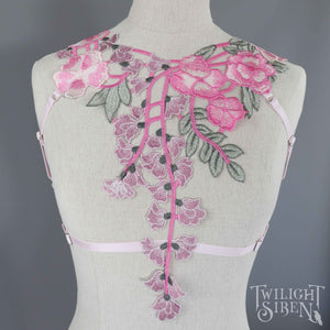 PINK LACE BODY HARNESS BRALET