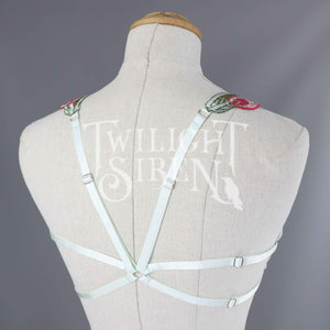 PINK FLORAL LACE BODY HARNESS BRALET