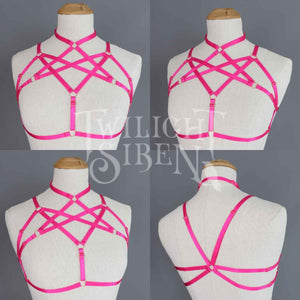 HEXAGRAM BODY HARNESS BRALET BRIGHT PINK