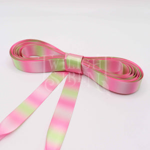 GREEN PINK STRIPE RAINBOW RIBBON CORSET LACING~ 16MM