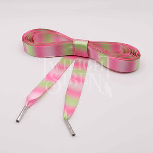 GREEN PINK STRIPE RAINBOW RIBBON CORSET LACING~ 16MM