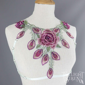 PURPLE FLORAL LACE BODY HARNESS BRALET