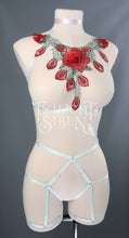 RED FLORAL LACE BODY HARNESS SET