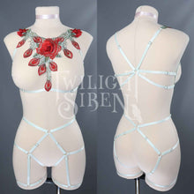 RED FLORAL LACE BODY HARNESS SET