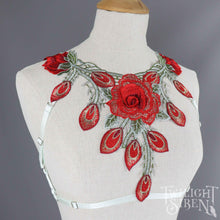 RED FLORAL LACE BODY HARNESS BRALET