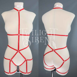 JADE BODY HARNESS OUVERT PLAYSUIT RED