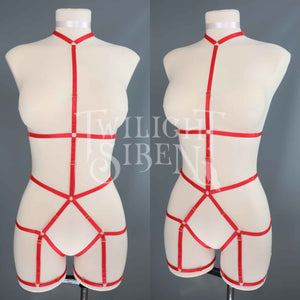 JADE BODY HARNESS OUVERT PLAYSUIT RED