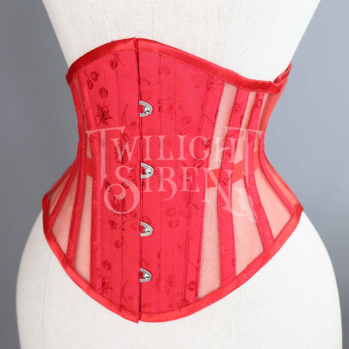 Pink rosebud coutil underbust corset
