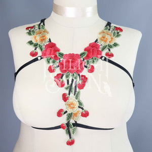 YELLOW FLORAL LACE BODY HARNESS SET – TWILIGHT SIREN