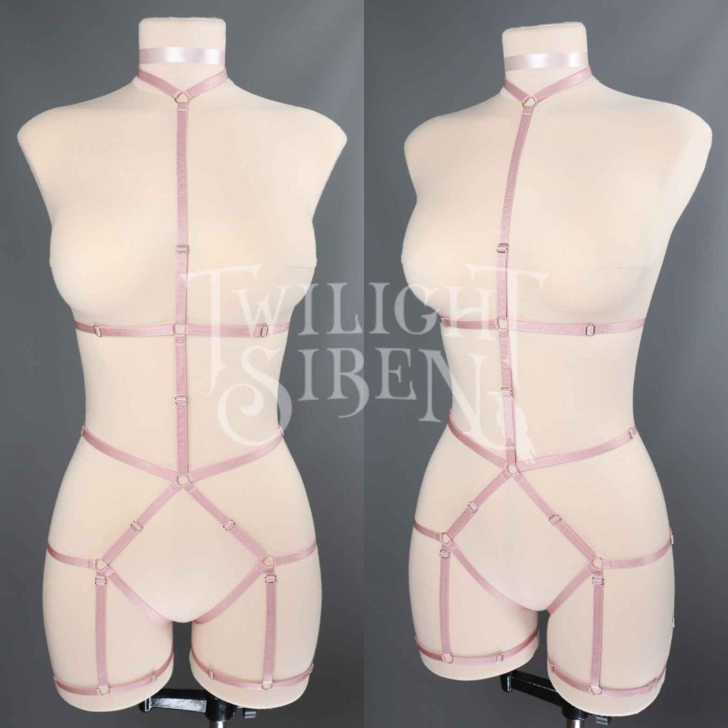 JADE BODY HARNESS OUVERT PLAYSUIT ROSE PINK