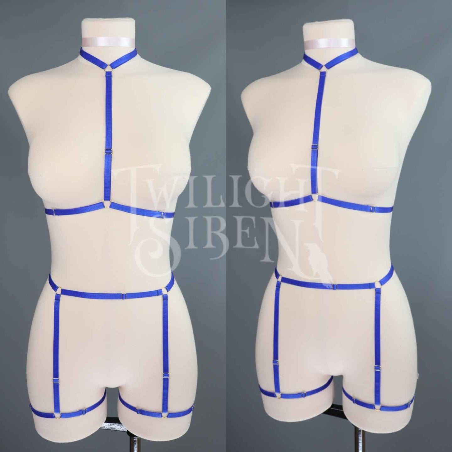 ROYAL BLUE CHOKER BODY HARNESS SET