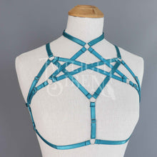 HEXAGRAM BODY HARNESS BRALET TEAL PETROL GREEN