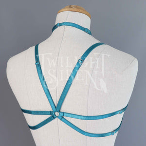 HEXAGRAM BODY HARNESS BRALET TEAL PETROL GREEN