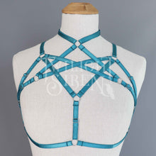 HEXAGRAM BODY HARNESS BRALET TEAL PETROL GREEN