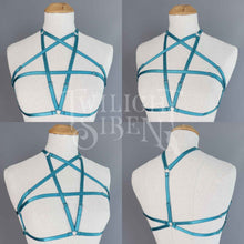 TEAL PETROL GREEN PENTAGRAM SET: BRALET AND THIGH HARNESS