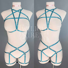 TEAL PETROL GREEN PENTAGRAM SET: BRALET AND THIGH HARNESS