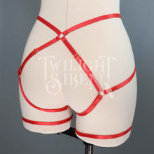 HIGH WAIST BODY HARNESS OUVERT BRIEF RED