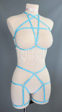TEAL TURQUOISE BLUE PENTAGRAM SET: BRALET AND THIGH HARNESS