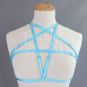 PENTAGRAM BODY HARNESS BRALET TURQUOISE TEAL BLUE UK 8-10 (FITS 30-37" UNDERBUST)