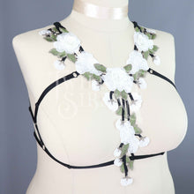 WHITE ROSE LACE BODY HARNESS BRALET ~ SIZE XLARGE //  UK 20-22 (SECONDS)