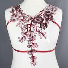 WINE / PINK LACE BODY HARNESS BRALET ~ SIZE LARGE //  UK 16-18 // US 12-14