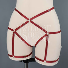 WINE RED HIGH WAIST BODY HARNESS OUVERT BRIEF