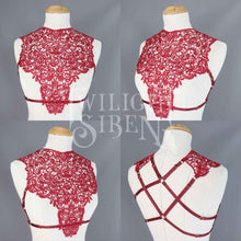 OLIVIA WINE RED LACE BODY HARNESS BRALET