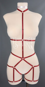 JADE BODY HARNESS OUVERT PLAYSUIT WINE RED