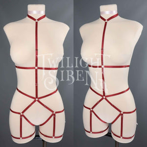 JADE BODY HARNESS OUVERT PLAYSUIT WINE RED