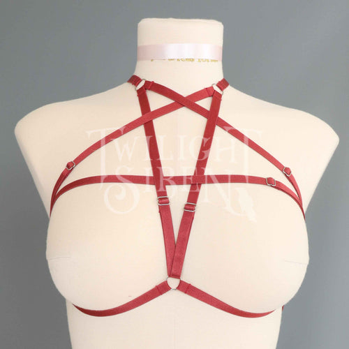 PENTAGRAM BODY HARNESS BRALET WINE RED SIZE ~ XSMALL / SMALL UK 4-10 (DISCONTINUED COLOUR)