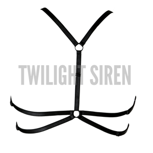 KISA luxury elastic strap harness bra lingerie black by Twilight Siren