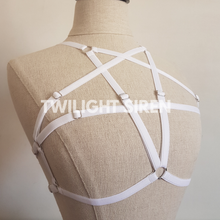 PENTAGRAM luxury elastic strap harness bra lingerie white by Twilight Siren
