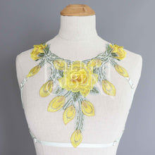 YELLOW FLORAL LACE BODY HARNESS BRALET